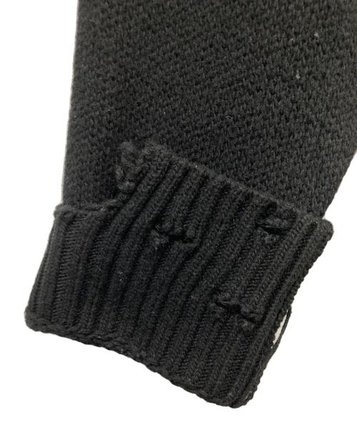 DIESEL（ディーゼル）DIESEL (ディーゼル) デストロイ加工ジップアップロングニットジャケット ブラック サイズ:Sの古着・服飾アイテム