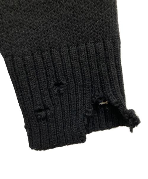 DIESEL（ディーゼル）DIESEL (ディーゼル) デストロイ加工ジップアップロングニットジャケット ブラック サイズ:Sの古着・服飾アイテム