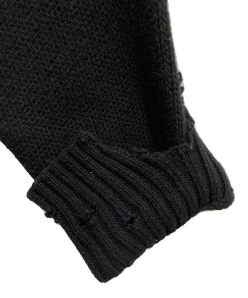 DIESEL（ディーゼル）DIESEL (ディーゼル) デストロイ加工ジップアップロングニットジャケット ブラック サイズ:Sの古着・服飾アイテム