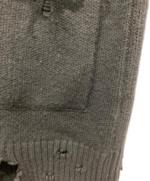 DIESEL（ディーゼル）DIESEL (ディーゼル) デストロイ加工ジップアップロングニットジャケット ブラック サイズ:Sの古着・服飾アイテム