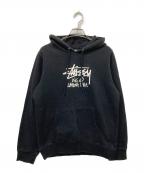 stussyステューシー）の古着「ロゴプリントパーカー」｜ブラック
