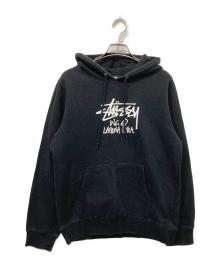 stussy（ステューシー）の古着「ロゴプリントパーカー」｜ブラック