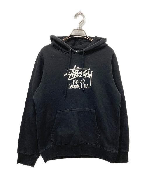 stussy（ステューシー）stussy (ステューシー) ロゴプリントパーカー ブラック サイズ:Mの古着・服飾アイテム