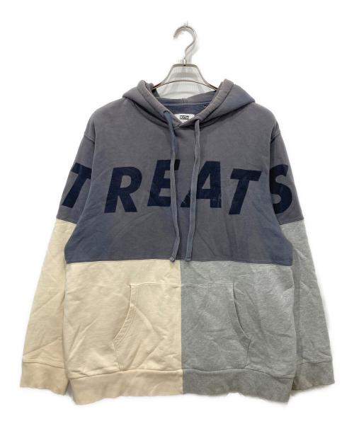 KITH（キス）KITH (キス) フロッキープリント切替パーカー グレー×アイボリー サイズ:XLの古着・服飾アイテム