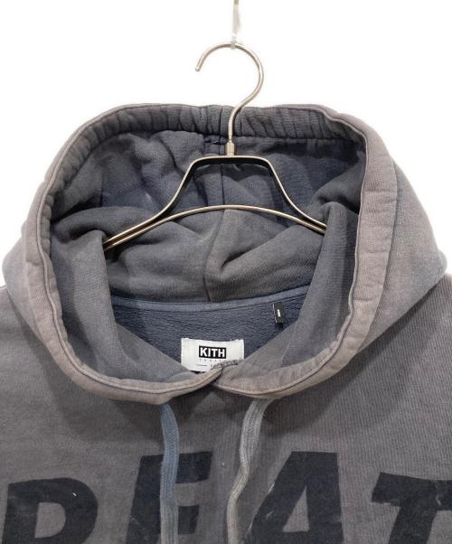KITH（キス）KITH (キス) フロッキープリント切替パーカー グレー×アイボリー サイズ:XLの古着・服飾アイテム