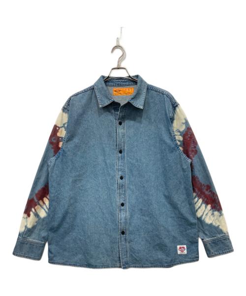 CHALLENGER（チャレンジャー）CHALLENGER (チャレンジャー) TIE DYE SLEEVE DENIM SHIRT/L / デニムシャツ インディゴ サイズ:XLの古着・服飾アイテム