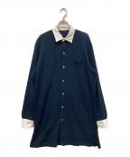 Y's for menワイズフォーメン）の古着「ストライプニットロングシャツ」｜ネイビー