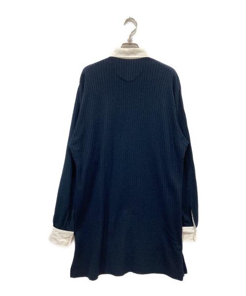 Y's for men（ワイズフォーメン）Y's for men (ワイズフォーメン) ストライプニットロングシャツ ネイビー サイズ:不明の古着・服飾アイテム