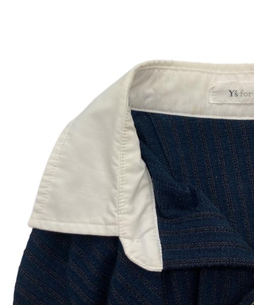 Y's for men（ワイズフォーメン）Y's for men (ワイズフォーメン) ストライプニットロングシャツ ネイビー サイズ:不明の古着・服飾アイテム