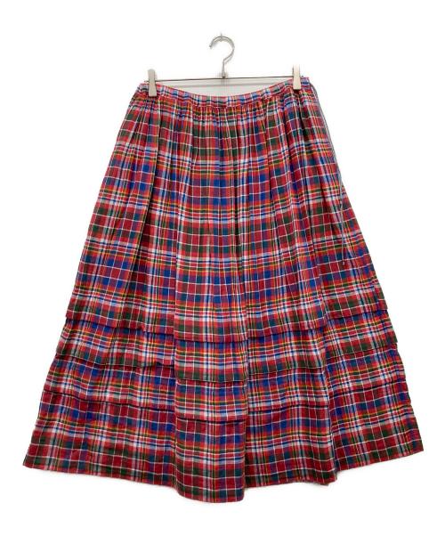 45R（フォーティファイブ・アール）45R (フォーティファイブ・アール) ガーゼ二重織のタックスカート レッド サイズ:Freeの古着・服飾アイテム