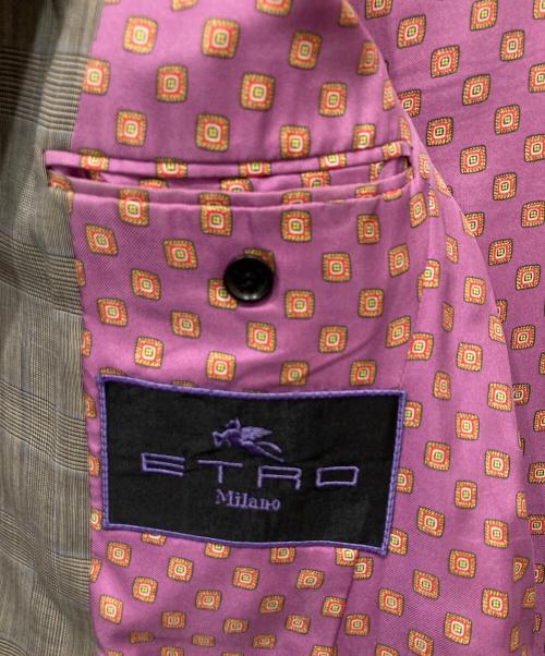 ETRO（エトロ）ETRO (エトロ) 裏総柄チェック3Bジャケット グレー サイズ:44の古着・服飾アイテム