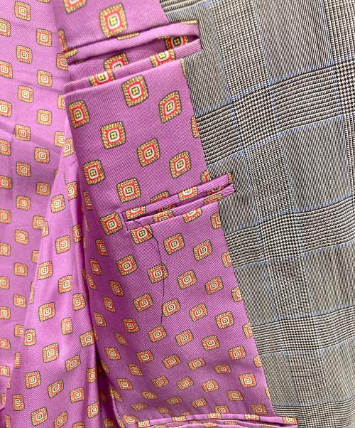 ETRO（エトロ）ETRO (エトロ) 裏総柄チェック3Bジャケット グレー サイズ:44の古着・服飾アイテム