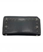 JIMMY CHOOジミーチュウ）の古着「スタースタッズラウンドファスナー長財布」｜ブラック