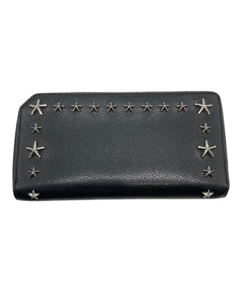 JIMMY CHOO（ジミーチュウ）JIMMY CHOO (ジミーチュウ) スタースタッズラウンドファスナー長財布 ブラックの古着・服飾アイテム