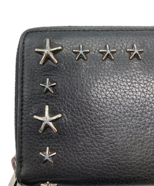 JIMMY CHOO（ジミーチュウ）JIMMY CHOO (ジミーチュウ) スタースタッズラウンドファスナー長財布 ブラックの古着・服飾アイテム
