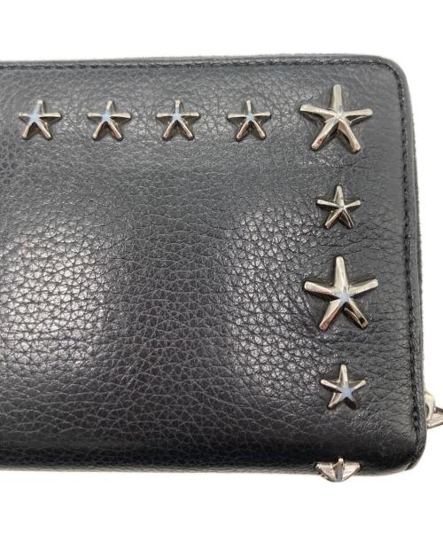 JIMMY CHOO（ジミーチュウ）JIMMY CHOO (ジミーチュウ) スタースタッズラウンドファスナー長財布 ブラックの古着・服飾アイテム