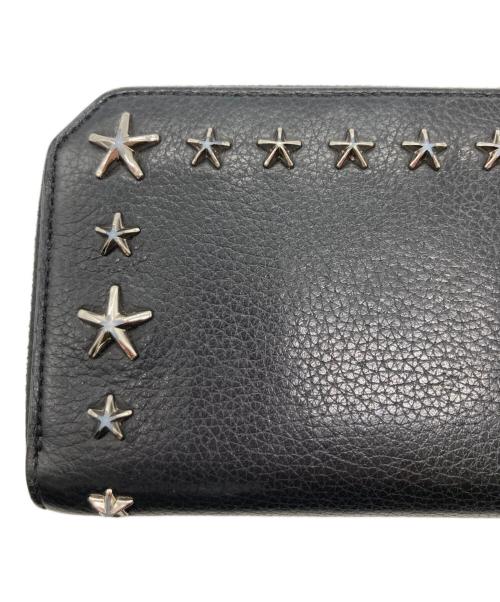 JIMMY CHOO（ジミーチュウ）JIMMY CHOO (ジミーチュウ) スタースタッズラウンドファスナー長財布 ブラックの古着・服飾アイテム