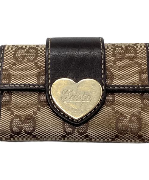 GUCCI（グッチ）GUCCI (グッチ) ハートプレート６連キーケース ブラウンの古着・服飾アイテム