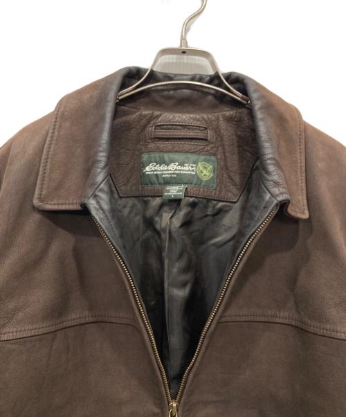 Eddie Bauer（エディーバウアー）Eddie Bauer (エディーバウアー) カウレザーカーコート ブラウン サイズ:Lの古着・服飾アイテム