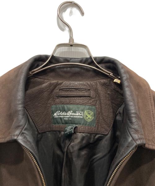 Eddie Bauer（エディーバウアー）Eddie Bauer (エディーバウアー) カウレザーカーコート ブラウン サイズ:Lの古着・服飾アイテム