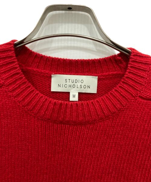 STUDIO NICHOLSON（スタジオ ニコルソン）STUDIO NICHOLSON (スタジオ ニコルソン) HEMYL ENGLISH LAMBSWOOL ガンジーセーター レッド サイズ:Mの古着・服飾アイテム