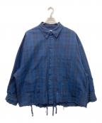 rinリン）の古着「ダメージ加工チェックシャツ」｜ブルー