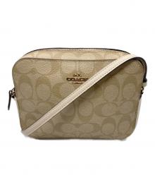 COACH（コーチ）の古着「ミニ カメラ バッグ / シグネチャー」｜ベージュ×ホワイト