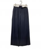 Ameriアメリ）の古着「TURN BACK WAIST WIDE PANTS」｜ネイビー×ホワイト