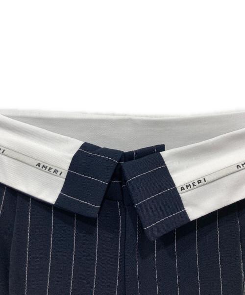 Ameri（アメリ）Ameri (アメリ) TURN BACK WAIST WIDE PANTS ネイビー×ホワイト サイズ:Mの古着・服飾アイテム