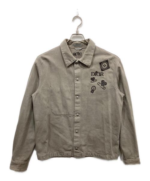 Dior（ディオール）Dior (ディオール) ロゴ刺繍入りデニムシャツジャケット グレー サイズ:44の古着・服飾アイテム