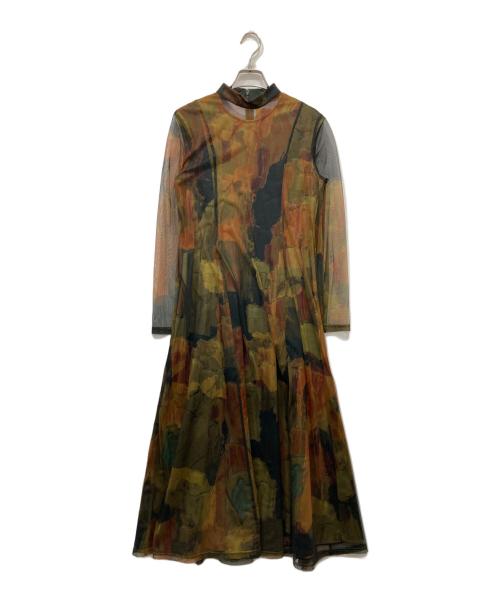 Ameri（アメリ）Ameri (アメリ) ジプシーアートドレス ブラック×イエロー サイズ:Mの古着・服飾アイテム