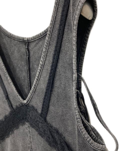 Ameri（アメリ）Ameri (アメリ) MEDI 2WAY DENIM LIKE LACE DOCKING DRESS ブラック サイズ:Mの古着・服飾アイテム