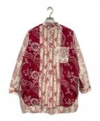 45Rフォーティファイブ・アール）の古着「インドカディブロックプリントの908パッチワークグランパプルシャツ」｜レッド