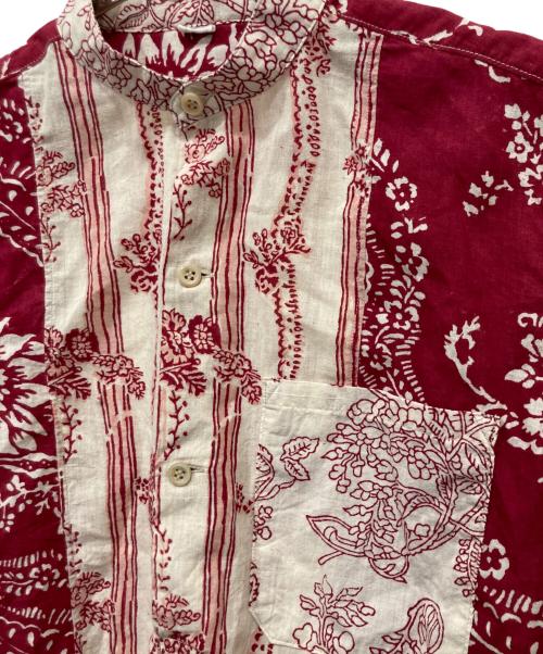 45R（フォーティファイブ・アール）45R (フォーティファイブ・アール) インドカディブロックプリントの908パッチワークグランパプルシャツ レッド サイズ:不明の古着・服飾アイテム