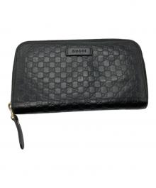 GUCCI（グッチ）の古着「マイクログッチシマ レザー ラウンドジップウォレット」｜ブラック