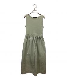 martinique（マルティニーク）の古着「リブニットコンビワンピース」｜グリーン