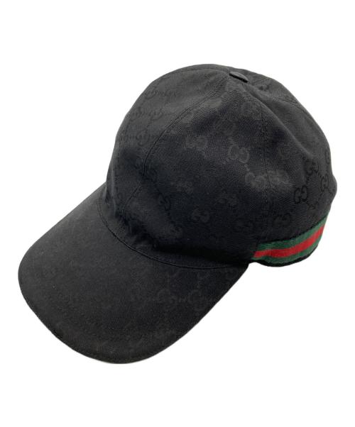 GUCCI（グッチ）GUCCI (グッチ) GGキャンバスベースボールキャップ ブラック サイズ:Lの古着・服飾アイテム