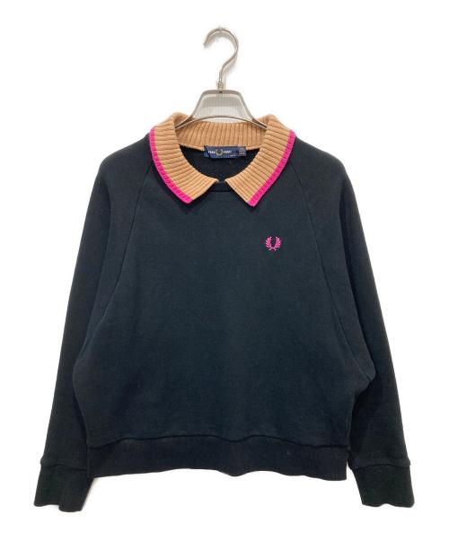 FRED PERRY（フレッドペリー）FRED PERRY (フレッドペリー) KNITTED COLLAR SWEATSHIRT ブラック サイズ:36の古着・服飾アイテム