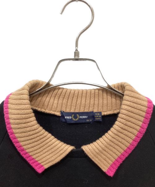FRED PERRY（フレッドペリー）FRED PERRY (フレッドペリー) KNITTED COLLAR SWEATSHIRT ブラック サイズ:36の古着・服飾アイテム