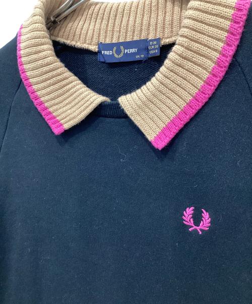 FRED PERRY（フレッドペリー）FRED PERRY (フレッドペリー) KNITTED COLLAR SWEATSHIRT ブラック サイズ:36の古着・服飾アイテム