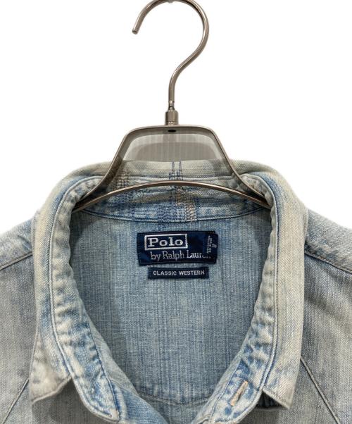 POLO RALPH LAUREN（ポロ・ラルフローレン）POLO RALPH LAUREN (ポロ・ラルフローレン) リペア加工ウエスタンデニムシャツ インディゴ サイズ:XLの古着・服飾アイテム