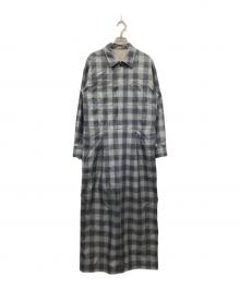 Spick and Span（スピック＆スパン）の古着「ドライチェックジャンプスーツ」｜ブルー×ネイビー