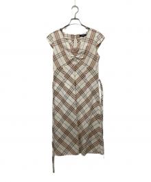 BURBERRY LONDON（バーバリーロンドン）の古着「チェック半袖ワンピース」｜ベージュ