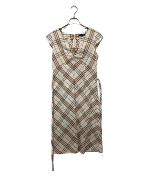 BURBERRY LONDON（バーバリーロンドン）BURBERRY LONDON (バーバリーロンドン) チェック半袖ワンピース ベージュ サイズ:38の古着・服飾アイテム