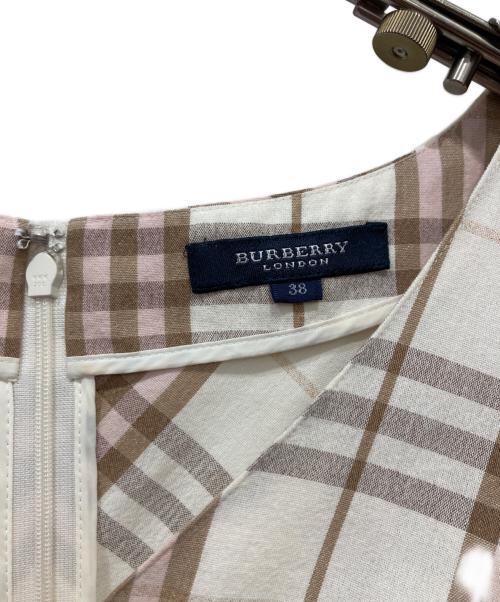 BURBERRY LONDON（バーバリーロンドン）BURBERRY LONDON (バーバリーロンドン) チェック半袖ワンピース ベージュ サイズ:38の古着・服飾アイテム