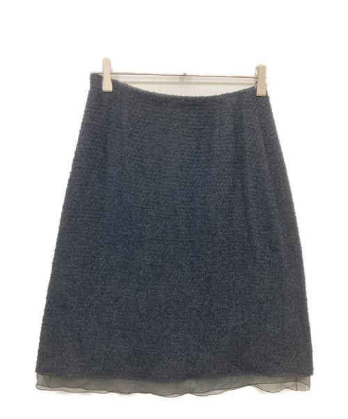 CHANEL（シャネル）CHANEL (シャネル) チュール切替ツイードスカート ブラック サイズ:40の古着・服飾アイテム
