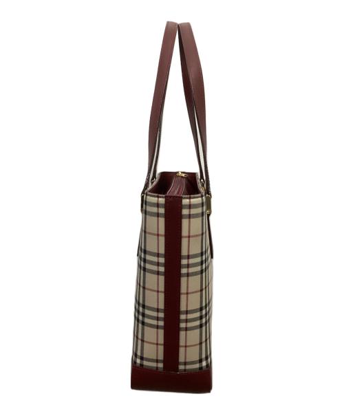 BURBERRY（バーバリー）BURBERRY (バーバリー) ノバチェックトートバッグ レッド×ベージュの古着・服飾アイテム