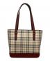 BURBERRY (バーバリー) ノバチェックトートバッグ レッド×ベージュ：19000円