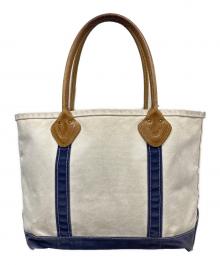 L.L.Bean（エルエルビーン）の古着「BOAT&TOTE / レザーハンドルトートバッグ」｜アイボリー×ネイビー
