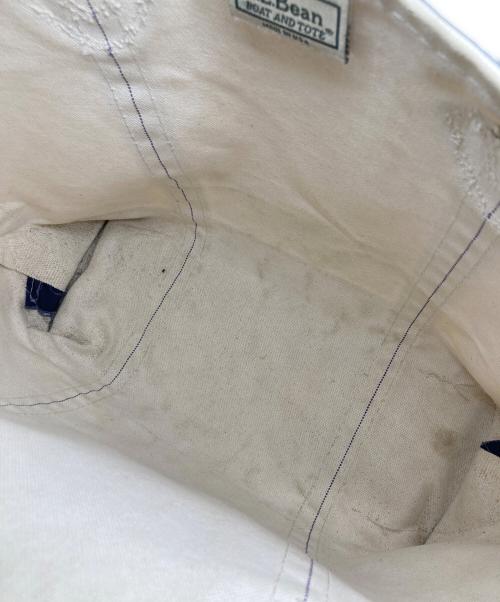 L.L.Bean（エルエルビーン）L.L.Bean (エルエルビーン) BOAT&TOTE / レザーハンドルトートバッグ アイボリー×ネイビーの古着・服飾アイテム